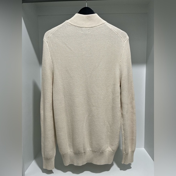 J. Crew Factory Cotton honeycomb knit half-zip in natural NEW CA561 $128 small - Picture 7 of 11